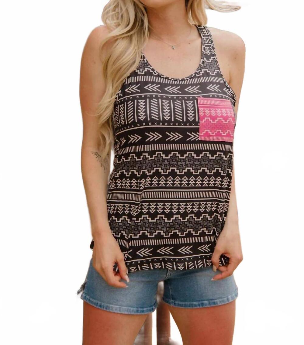NEW STERLING KREEK summer in antone tank top in black multi
